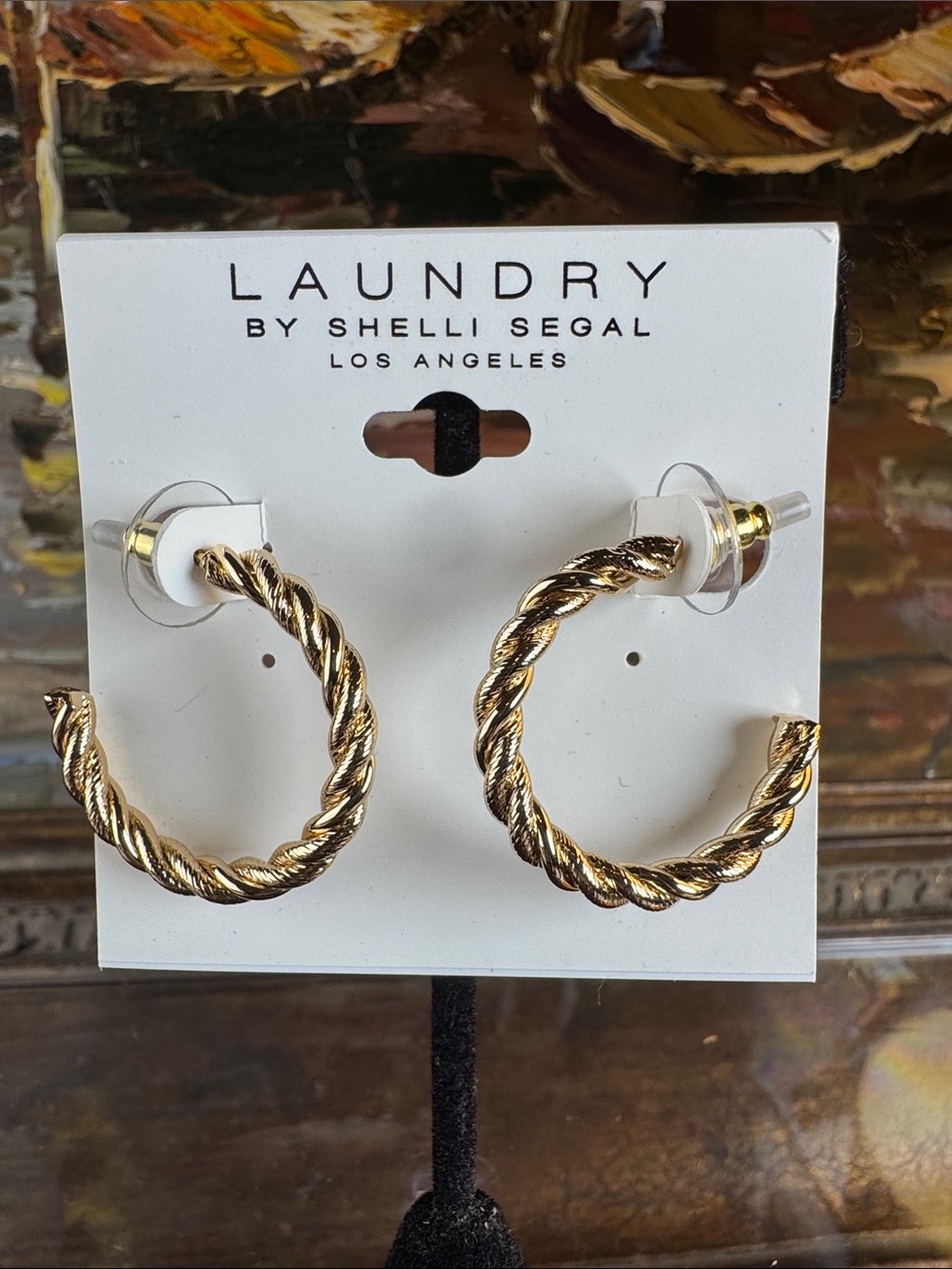 0744-Laundry By Shelli Segal Twisted Gold Hoop Earrings